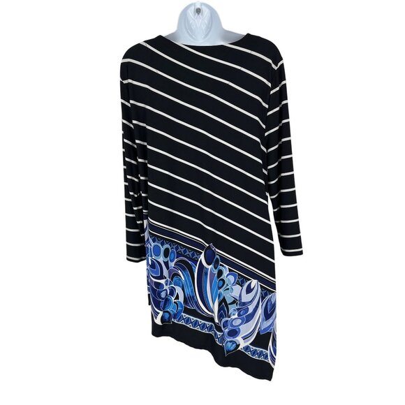 Travelers by Chico's 3/4 Sleeve Striped Asymmetrical Hem Tunic Size XL - Picture 6 of 10